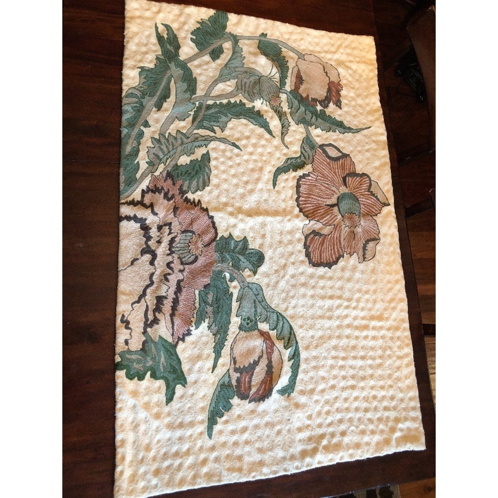 Embroidered Wall Hanging Art Modern Floral‎ Boho Decor Andraab Textiles Lg Wool